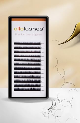 OLLOLASHES Bottom Lash Extension J Curl 010mm Mix57mm 5mm 6mm 7mm Black Color Lower Lash Extensions Professional Supplies for Lash Techs BottomJ010 57mm